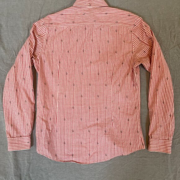 Ben Sherman Plectrum Men Medium red white checked shirt polka dot long sleeve - Picture 4 of 4